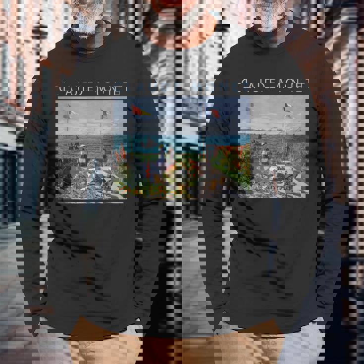 クロード モネ 面白いtシャツ アート サンタドレスの庭園 絵画 メンズ レディース 面白い 服 油彩画 長袖Tシャツ 高齢者への贈り物