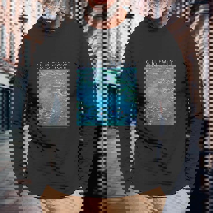 クロード モネ 面白いtシャツ 睡蓮 印象派 絵画 アート メンズ レディース 面白い 服 美術 油彩画 長袖Tシャツ 高齢者への贈り物