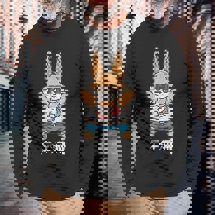 クールすぎるリラックスバニー 長袖Tシャツ 高齢者への贈り物