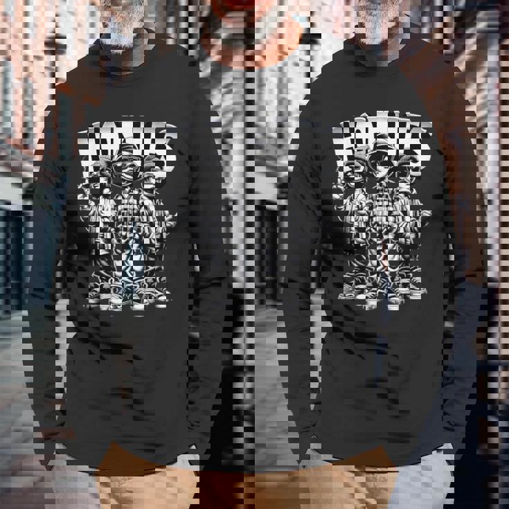 クールアーバンカルチャーチカーノラテン系メキシカンプライドホーミーズ 長袖Tシャツ 高齢者への贈り物