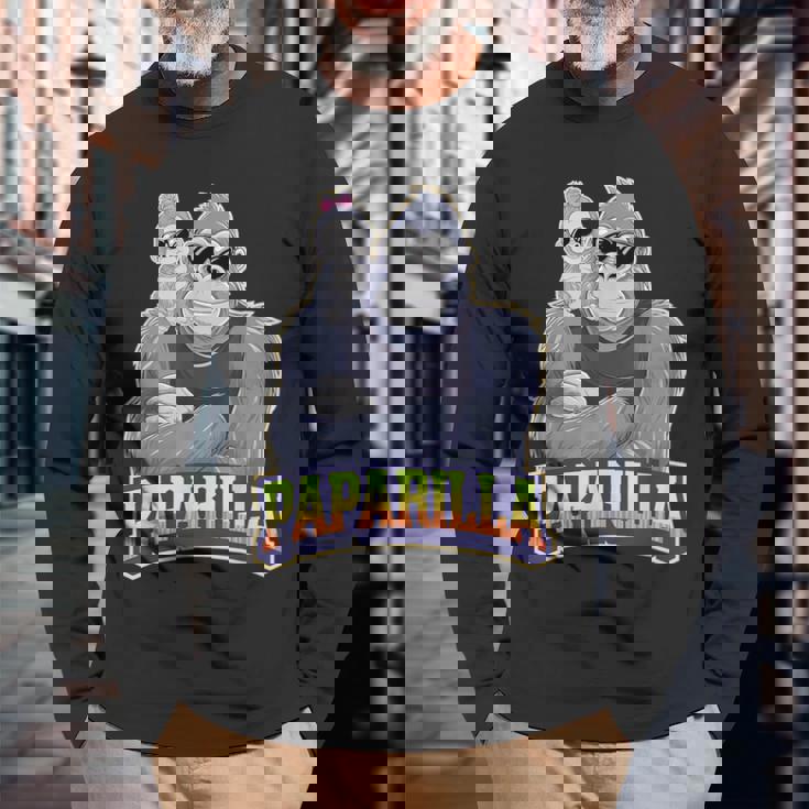 クール・パパ・ゴリラ 父娘ゴリラ 長袖Tシャツ 高齢者への贈り物