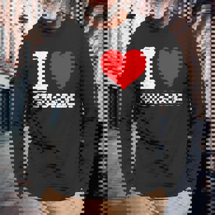 グアム I Heart Guam I Love Guam 長袖Tシャツ 高齢者への贈り物