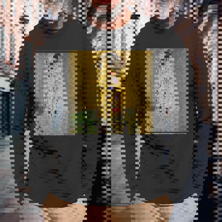 グスタフ・クリムトのキス 有名な絵画 長袖Tシャツ 高齢者への贈り物