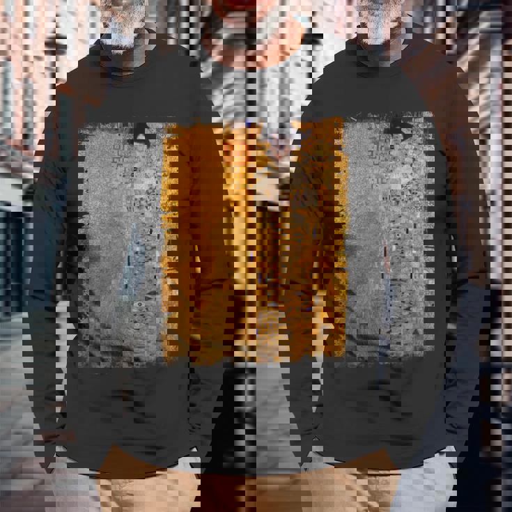 グスタフ・クリムト作「金の女」 名画の数々 長袖Tシャツ 高齢者への贈り物