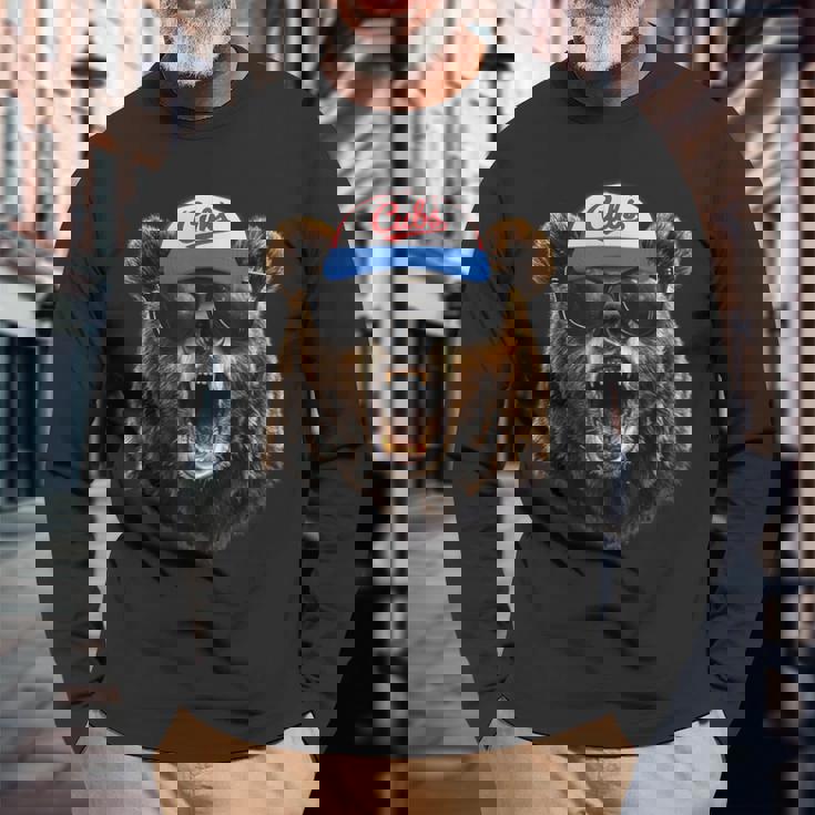 グラフィック カブス 名前 アンティーク風 80年代 カブス 名前 スタイル ギフト アイデア 長袖Tシャツ 高齢者への贈り物