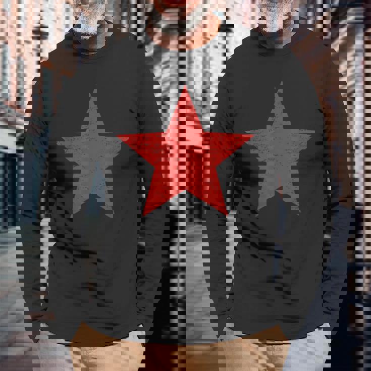 グランジ オルタナティブ アンティーク調 レッドスター 90年代ロックバンド音楽 長袖Tシャツ 高齢者への贈り物