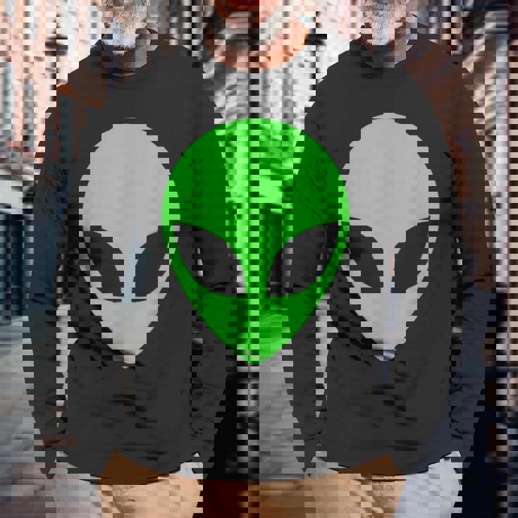 グリーンエイリアンヘッドアパレル 90年代スタイル ファニー エイリアン 長袖Tシャツ 高齢者への贈り物