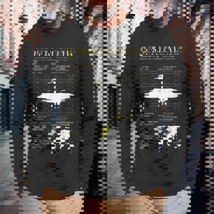 ケツァルコアトルス絶滅した巨大翼竜古生物学 長袖Tシャツ 高齢者への贈り物