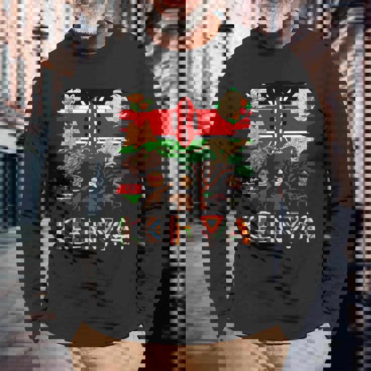 ケニア国旗の衣装のアイデア ケニアフード&ケニア国旗 長袖Tシャツ 高齢者への贈り物