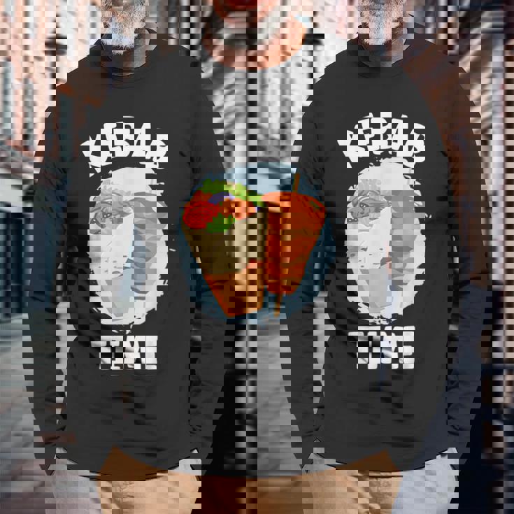 ケバブタイム おいしい焼き肉 トルコ ケバブ 長袖Tシャツ 高齢者への贈り物