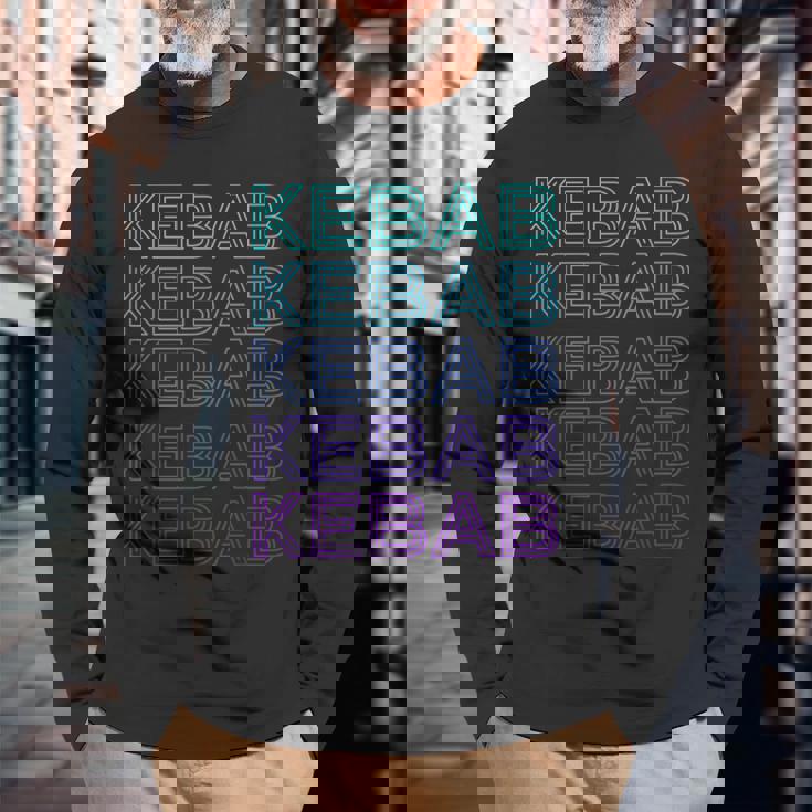 ケバブドーナーケバブケバップレトロ 長袖Tシャツ 高齢者への贈り物