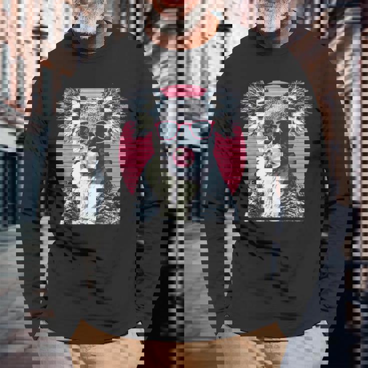 コアラ愛好家のためのサングラスバブルガム付きコアラ 長袖Tシャツ 高齢者への贈り物