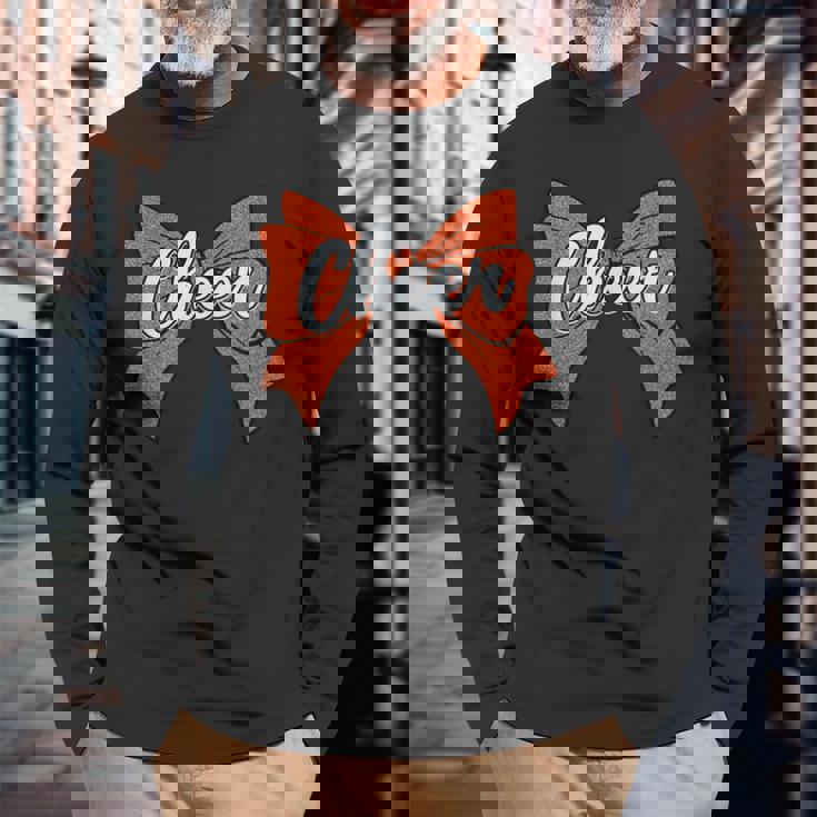 コケット オレンジ チア リボン スポーツ チアリーダー チアリーディング 長袖Tシャツ 高齢者への贈り物