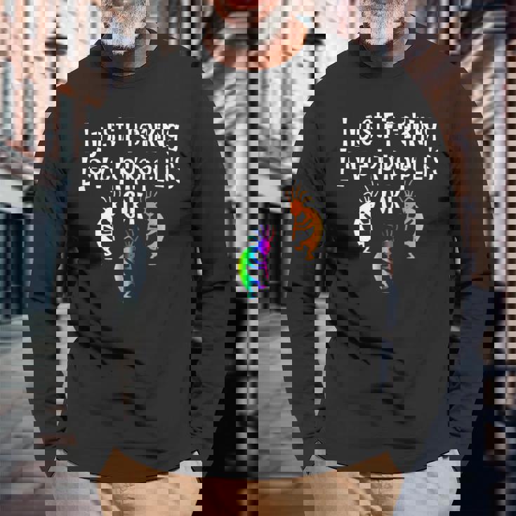 ココペリtシャツ ネイティブアメリカン タトゥースタイル ココペリ 長袖Tシャツ 高齢者への贈り物