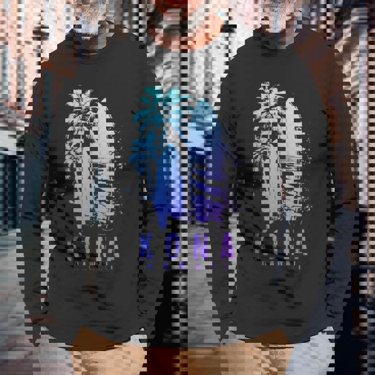 コナ ハワイ ハワイアン サーフィン ビンテージ サーフィン サーファー 長袖Tシャツ 高齢者への贈り物