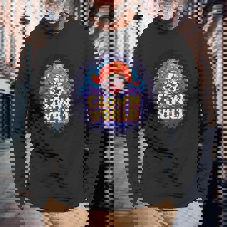 コメディがピエロの世界で最高に君臨 長袖Tシャツ 高齢者への贈り物