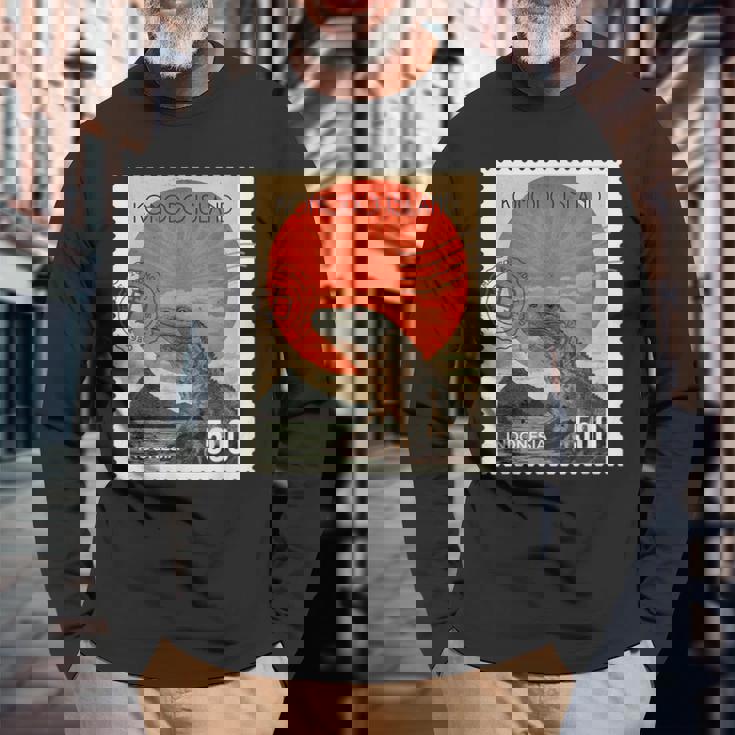 コモド島インドネシアコモドドラゴン 長袖Tシャツ 高齢者への贈り物