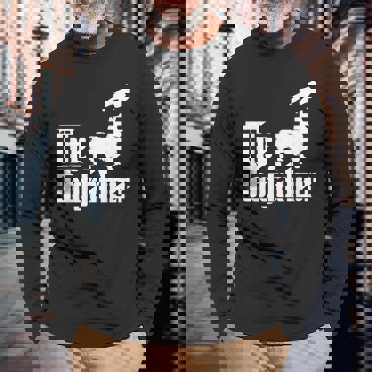 コーギー犬のお父さん犬のお父さん面白い犬愛好家 長袖Tシャツ 高齢者への贈り物