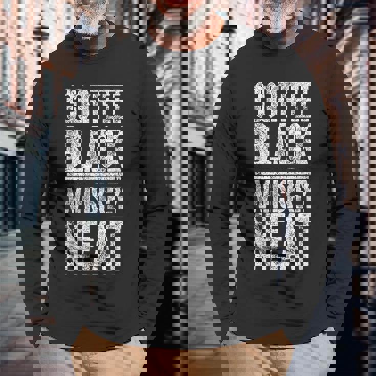 コーヒー ブラック ウイスキー きちんとしたシャツ 面白い バーボン ウイスキー スコッチ 長袖Tシャツ 高齢者への贈り物