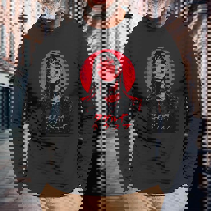 ゴシック アニメ 鬼 わいふ かわいい 日本 漫画 ヴェーパーウェア レトロ 長袖Tシャツ 高齢者への贈り物