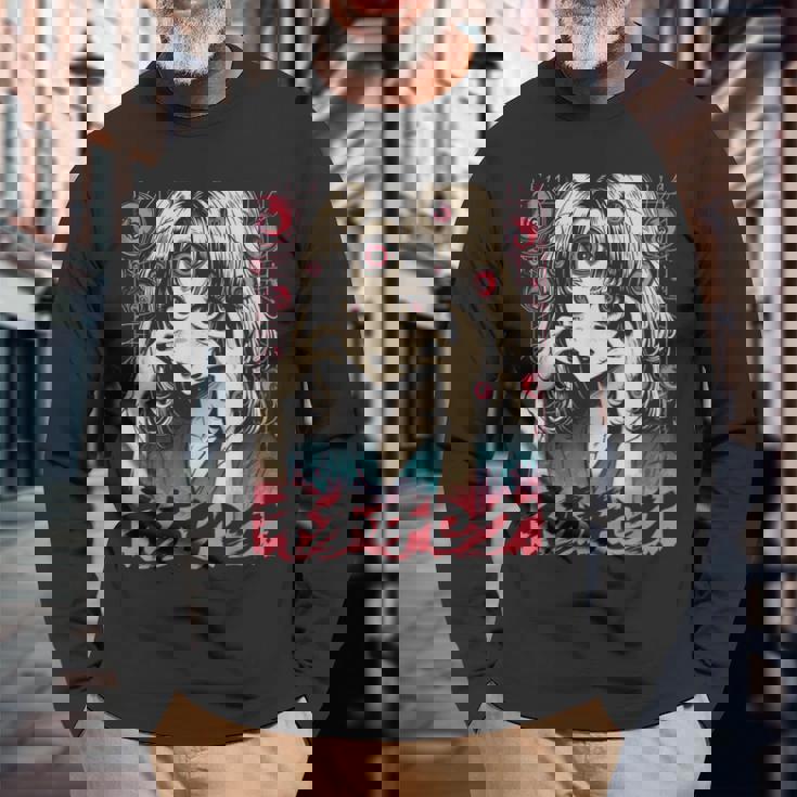 ゴス グランジ 鬼 アニメ 少女 ワイフ ホラー オルト 美学 長袖Tシャツ 高齢者への贈り物