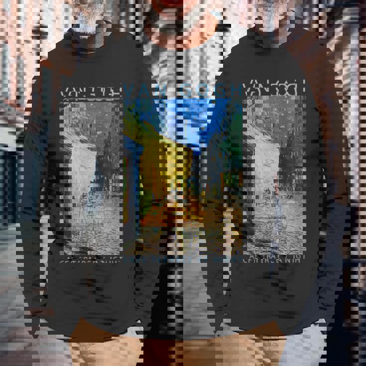 ゴッホ 面白いtシャツ アート 夜のカフェテラス 印象派 絵画 メンズ レディース 面白い 服 美術 油彩画 長袖Tシャツ 高齢者への贈り物