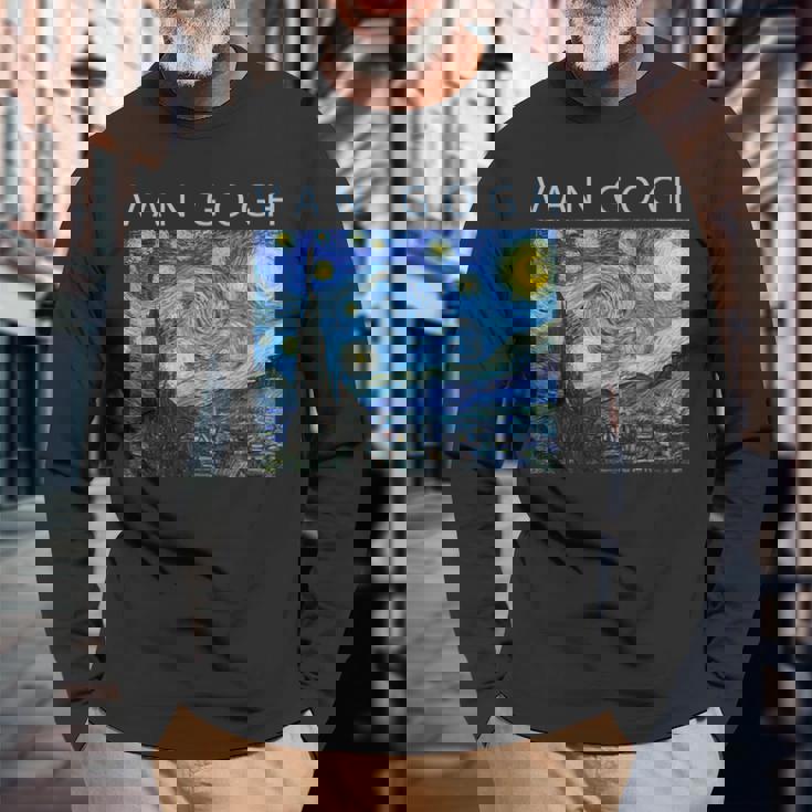 ゴッホ 面白いtシャツ おもしろ アート 星月夜 印象派 絵画 メンズ レディース 面白い 服 美術 ネタ 長袖Tシャツ 高齢者への贈り物