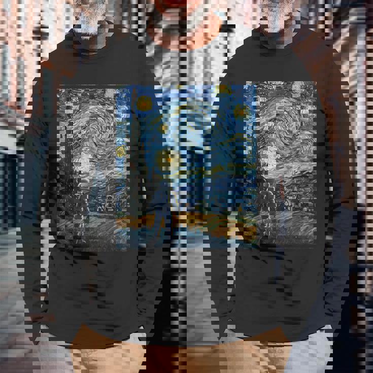 ゴッホにインスパイアされた先見の明のある宇宙飛行士未来の宇宙飛行士 長袖Tシャツ 高齢者への贈り物