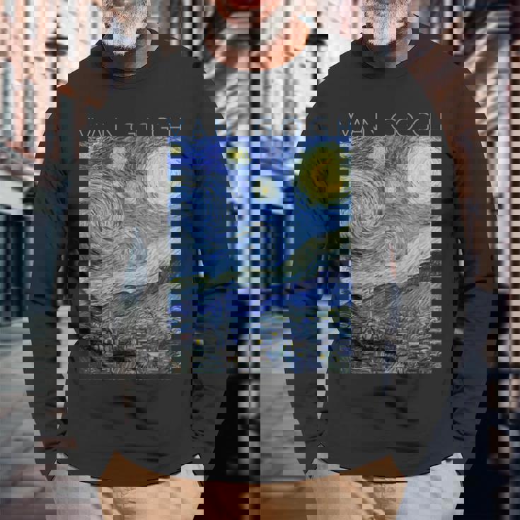 ゴッホ星月夜 長袖Tシャツ 高齢者への贈り物