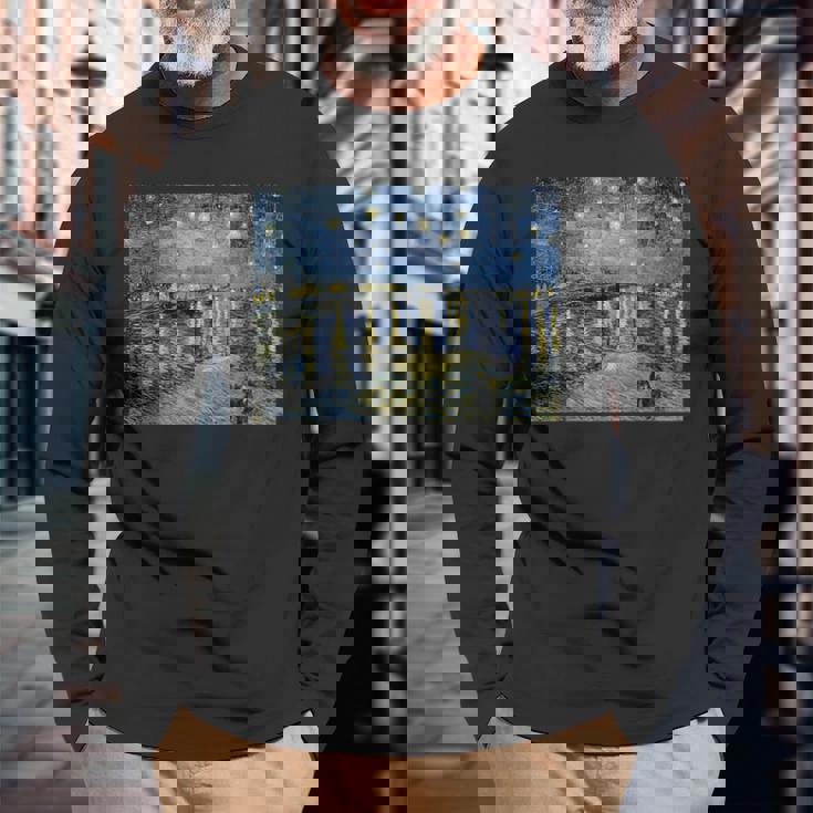 ゴッホ／ローヌ川の星月夜【世界の名画】（高精細画質）フィンセント・ファン・ゴッホ Gogh 美術館アート 長袖Tシャツ 高齢者への贈り物