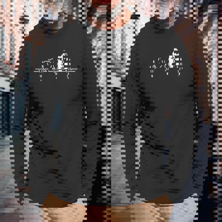 ゴリラのクールなハートビートデザイン。 長袖Tシャツ 高齢者への贈り物