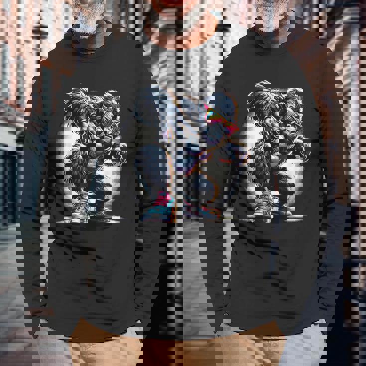 ゴリラ・サングラス サングラスをかけたゴリラ ゴリラ・モンキー 長袖Tシャツ 高齢者への贈り物