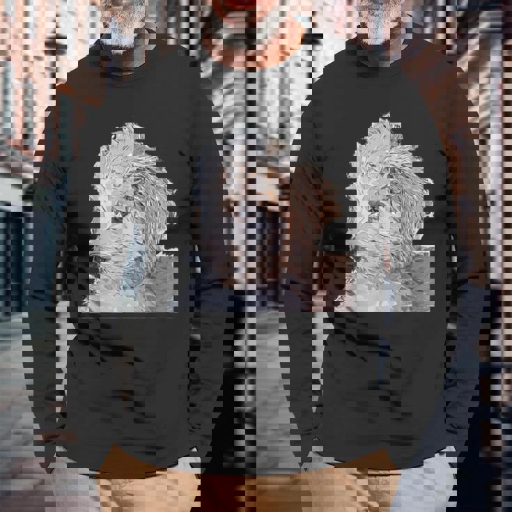 ゴールデンドゥードル 犬 ペット 動物 グラフィック かっこいい おもしろい かわいい 長袖Tシャツ 高齢者への贈り物