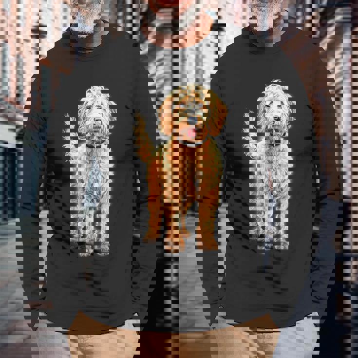 ゴールデンドゥードル犬 長袖Tシャツ 高齢者への贈り物