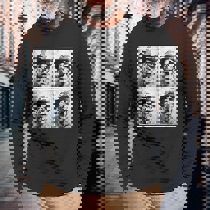 ゴールデンレトリバー カウボーイハット フォトブース セルフィー おもしろ犬 長袖Tシャツ 高齢者への贈り物