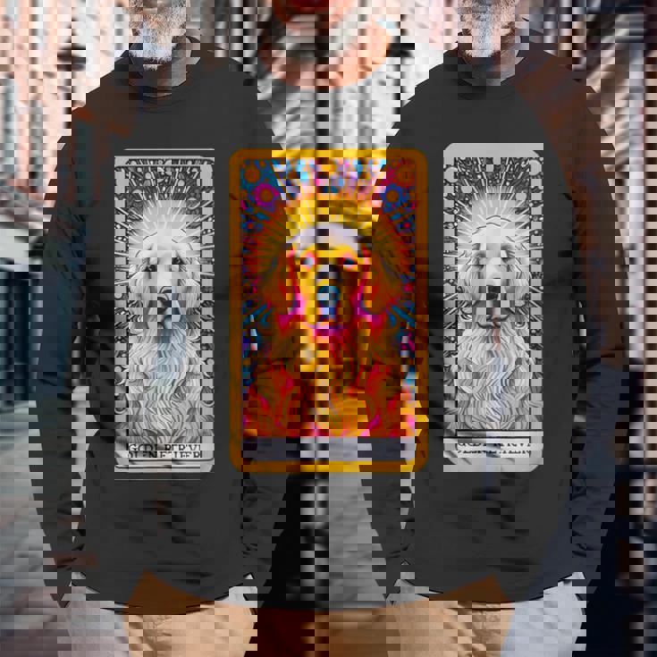 ゴールデンレトリバー 面白いtシャツ 犬 タロット カード メンズ 子供 おもしろ 服 グッズ ネタ わんこ 長袖Tシャツ 高齢者への贈り物