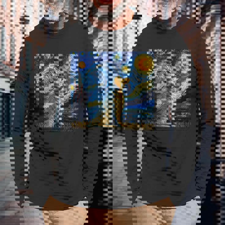 ゴールデンレトリバー 面白いtシャツ 犬 星月夜 イヌ かわいい メンズ おもしろ 服 グッズ ネタ わんこ 長袖Tシャツ 高齢者への贈り物