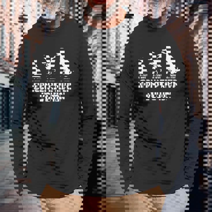 ゴールデンレトリバーオーナーのためのゴールデンレトリバーの進化 長袖Tシャツ 高齢者への贈り物