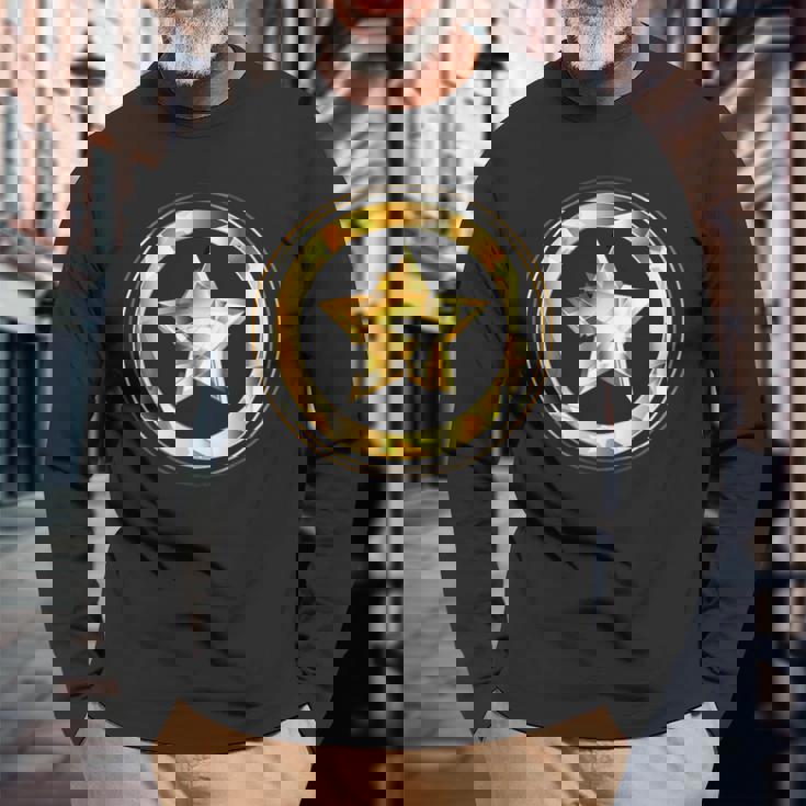 ゴールド 星 長袖Tシャツ 高齢者への贈り物