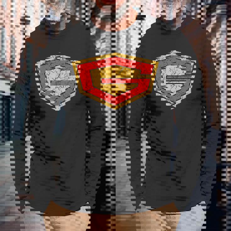 サイエンス忍者チーム ガッチャマン ビンテージアニメーションシリーズロゴ 長袖Tシャツ 高齢者への贈り物