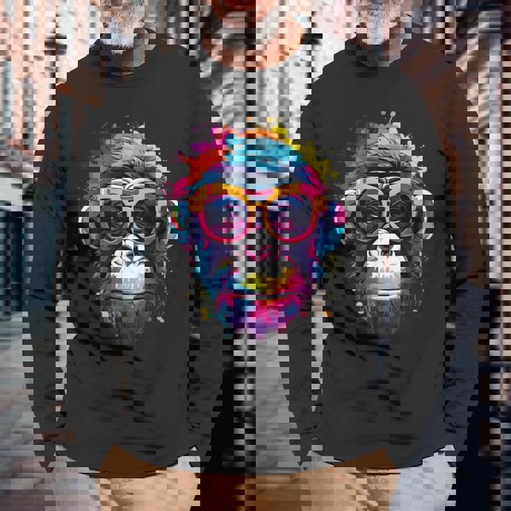 サイケデリック・エイプ、オタク、エイプ 長袖Tシャツ 高齢者への贈り物