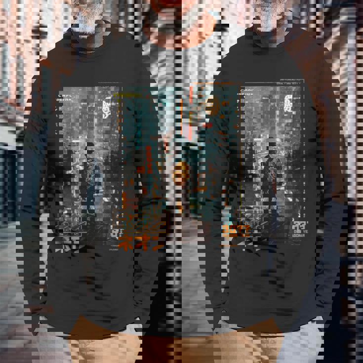 サイバーパンク の 都会 の 日本の ヴェイパーウェーブ の レトロ フューチャー 長袖Tシャツ 高齢者への贈り物