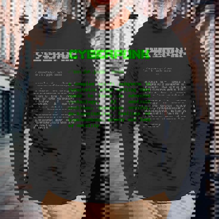 サイバーパンクの単語定義 長袖Tシャツ 高齢者への贈り物