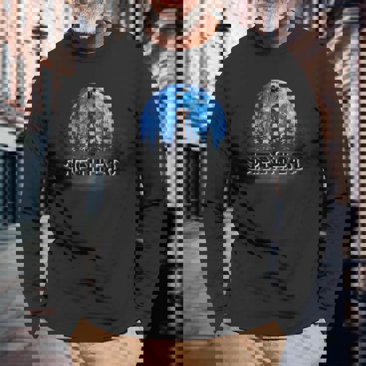 サイレンヘッド、サイレンの頭から脱出するのが大好きな漫画の猫、 長袖Tシャツ 高齢者への贈り物