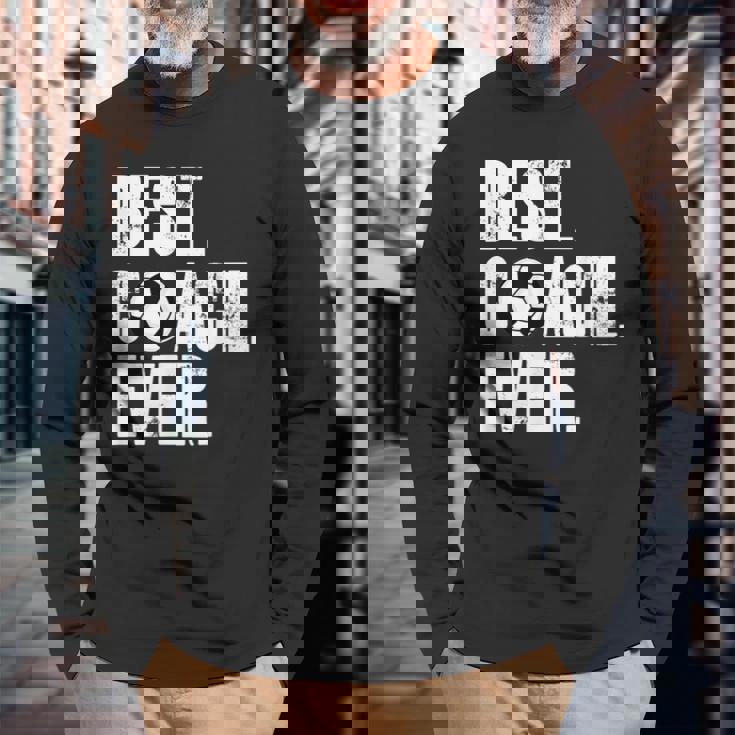 サッカーコーチtシャツ サッカー史上最高のコーチギフト。 長袖Tシャツ 高齢者への贈り物