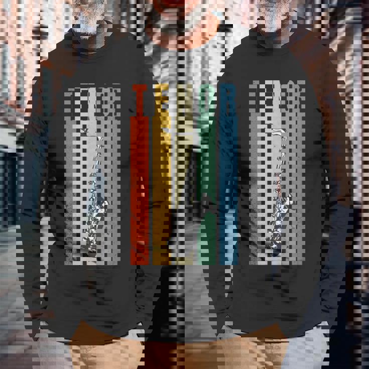 サックス テナーサックス レトロ 長袖Tシャツ 高齢者への贈り物