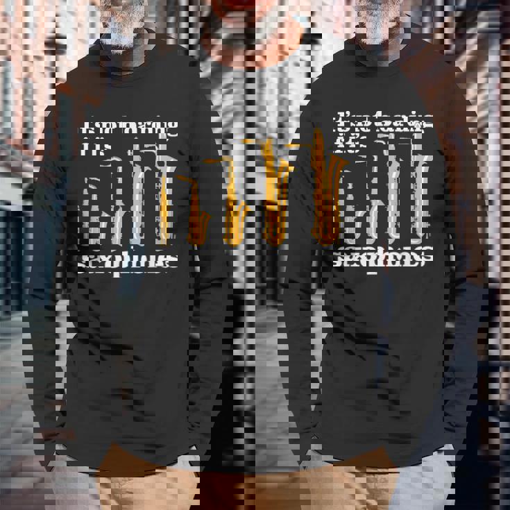 サックス奏者のための面白いサックスミームまたはサックスジョーク 「Axophone Joke 」 長袖Tシャツ 高齢者への贈り物