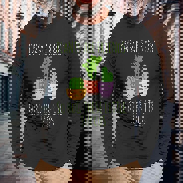 サボテン植物 面白いことわざデザイン サボテン ギフトアイデア 長袖Tシャツ 高齢者への贈り物