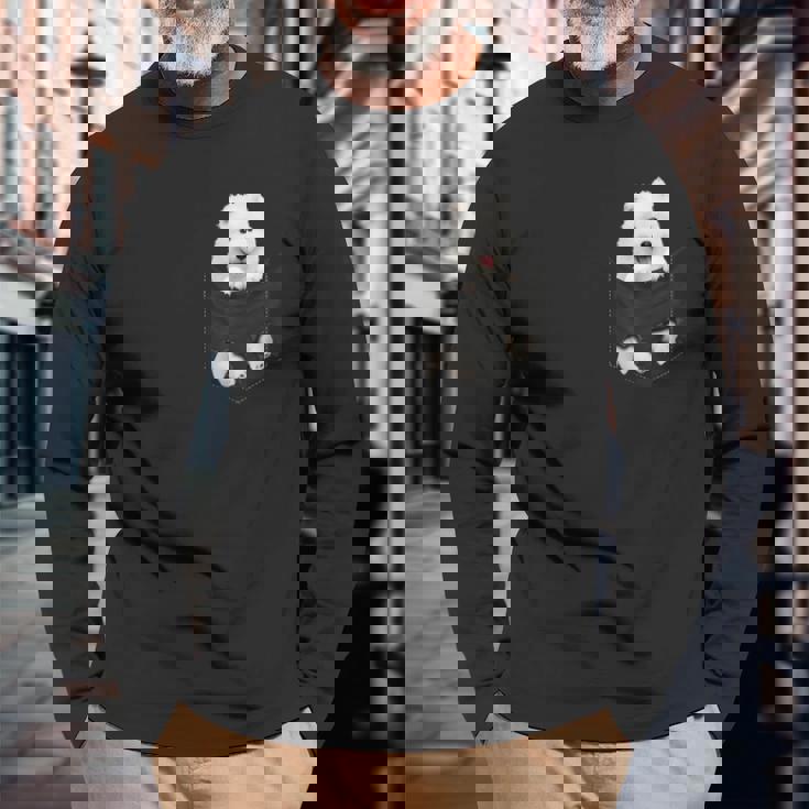 サモエド愛好家のための面白いサモエドをポケットに入れました 長袖Tシャツ 高齢者への贈り物