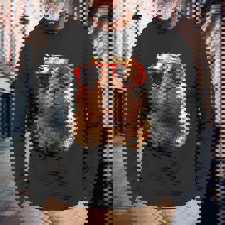 サングラスをかけたカピバラ Be Capy カピバラ げっ歯類 Capybara 長袖Tシャツ 高齢者への贈り物